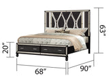 Crystal Queen Storage Bed Made With Wood Finished in Black - Home Elegance USA
