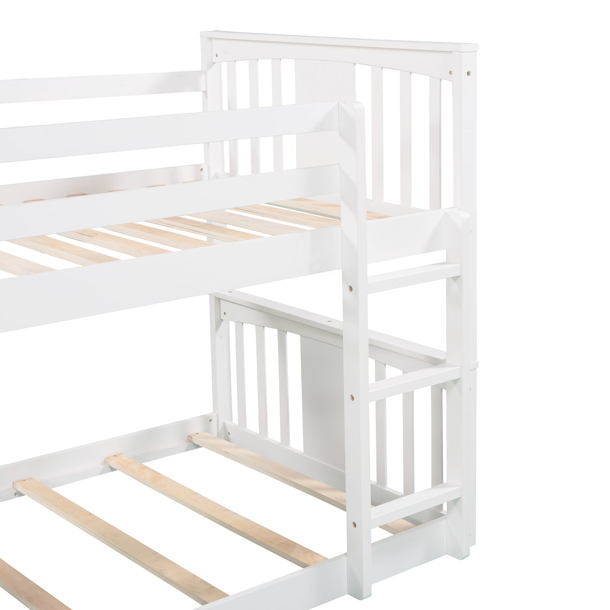 Twin Over Twin Bunk Bed with Slide and Ladder, White (Old SKU：LP000108AAK) - Home Elegance USA