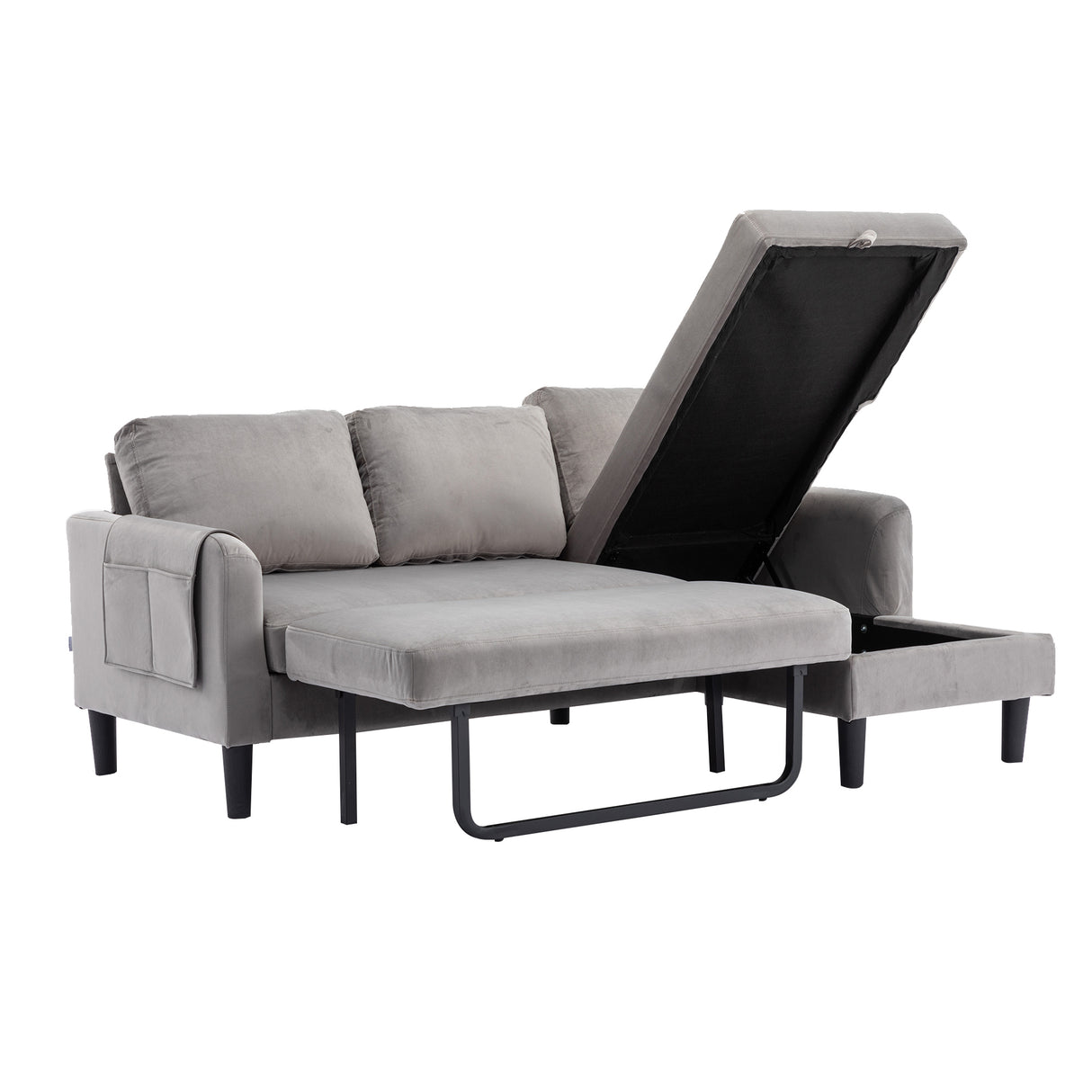 UNITED WE WIN Sectional Sofa Reversible Sectional Sleeper Sectional Sofa with Storage Chaise - Home Elegance USA