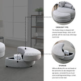 [Video] Welike Swivel Accent Barrel Modern Grey Sofa Lounge Club Big Round Chair with Storage Ottoman Linen Fabric for Living Room Hotel with Pillows .2PCS Home Elegance USA