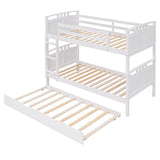 Twin-Over-Twin Bunk Bed with Twin size Trundle , Separable Bunk Bed for Bedroom - White - Home Elegance USA