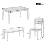 TREXM Classic and Traditional Style 6 - Piece Dining Set, Includes Dining Table, 4 Upholstered Chairs & Bench (White+Gray) - Home Elegance USA