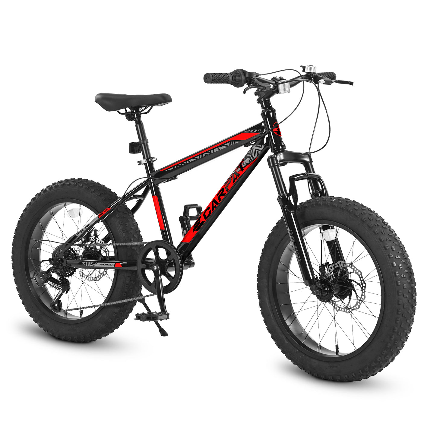 S20109  20 Inch Fat Tire Bike Adult/Youth Full Shimano 7 Speed Mountain Bike, Dual Disc Brake, High-Carbon Steel Frame, Front Suspension, Mountain Trail Bike, Urban Commuter City Bicycle