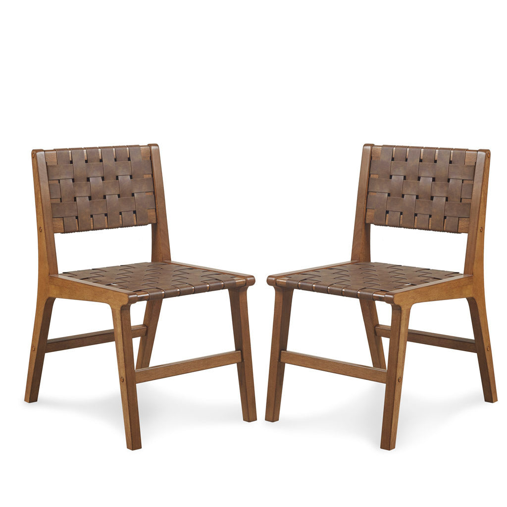 Oslo Faux Leather Woven Dining Chairs Set of 2
