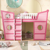 Full Size Boat Shape Loft Bed with Ladder-Pink - Home Elegance USA