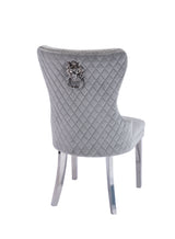 Simba Stainless Steel 2 Piece Chair Finish with Velvet Fabric in Light Gray - Home Elegance USA