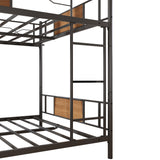 Metal Bunk Bed WIth Sandalwood，Full Over Full size （Black） - Home Elegance USA