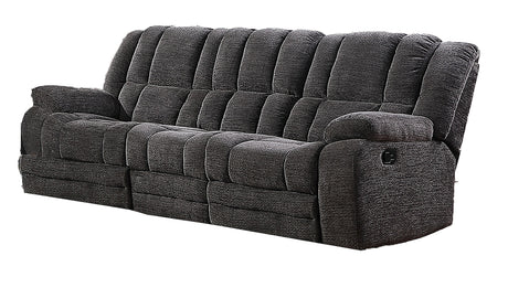 Chicago Manual Recliner Sofa Made with Chenille Fabric In Dark Gray - Home Elegance USA