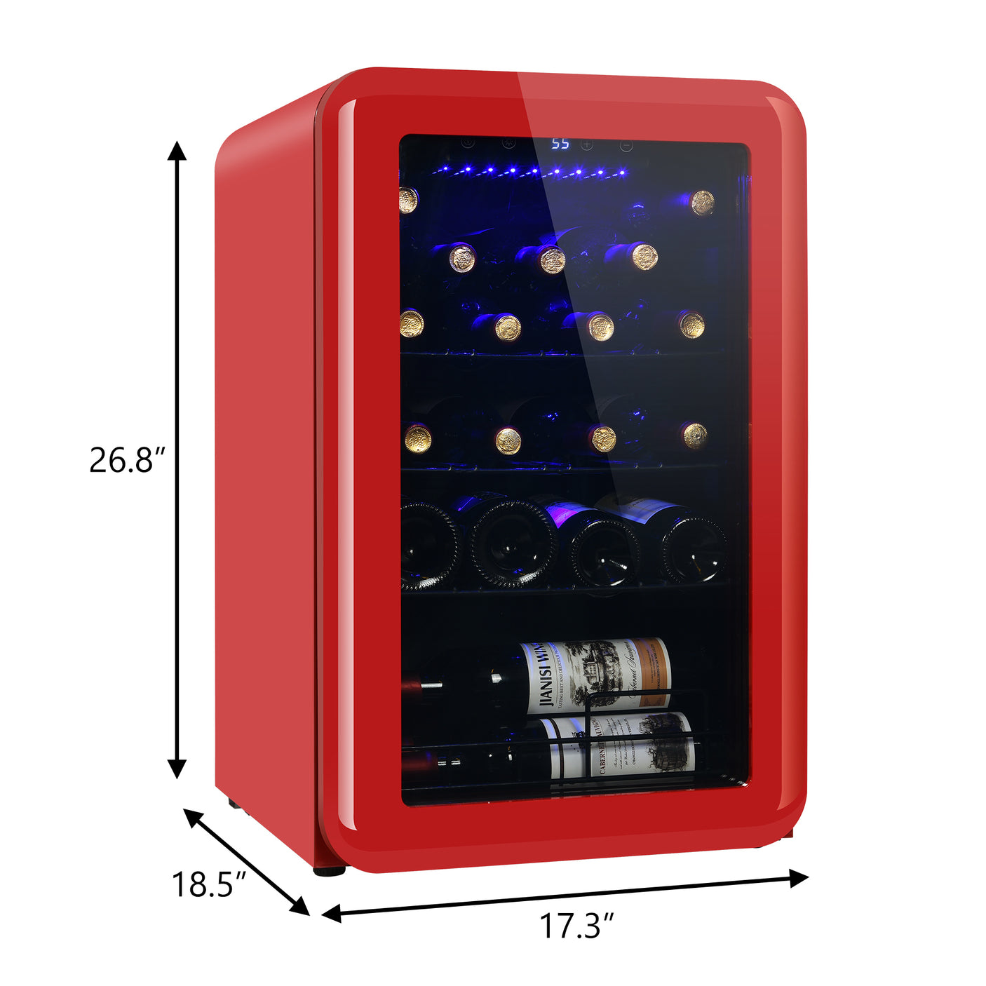 Wine Cooler Countertop Freestanding Wine Cellars Compressor System Champagne Chiller Digital Temperature Control UV-Protective Finish Max Load 24 Standard Bottle