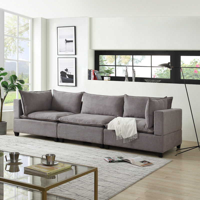 Madison Light Gray Fabric Sofa Couch Home Elegance USA