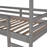 Twin Loft Bed with Slide, House Bed with Slide,Gray(OLD SKU :WF286245AAE) - Home Elegance USA