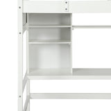 Twin size Loft Bed with Storage Shelves, Desk and Ladder, White(OLD SKU :LP000140KAA) - Home Elegance USA