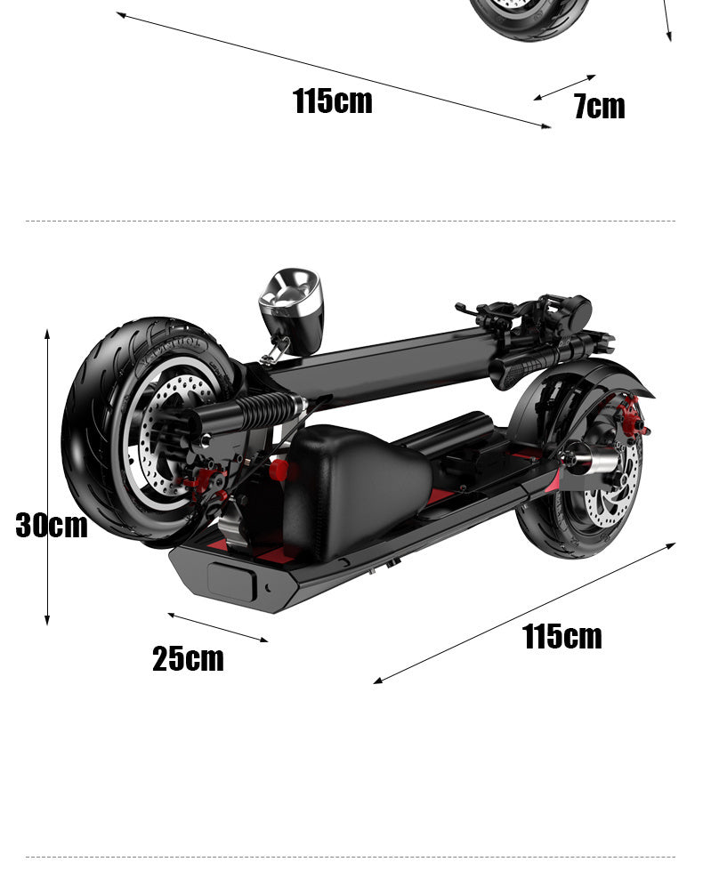 500W 48V 12.5ah  E-Scooters Off Road Foldable 10 inches Long Range E-Scooter With Seat