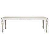 Glamourous Silver Finish Rectangular Dining Table 1pc Draw Leaf Mirror Trim Apron Dining Room Furniture - Home Elegance USA