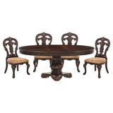 Beautiful Cherry Finish with Gold Tipping 1pc Dining Round/Oval Table with Extension Leaf Traditional Design Furniture - Home Elegance USA