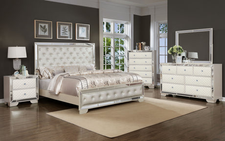 Madison Queen Size Upholstery Bed Made with Solid Wood in Beige - Home Elegance USA