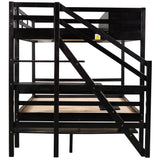 Twin over Full Bunk Bed with Staircase and Built-in Storage Cabinets,Espresso - Home Elegance USA