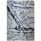 Shifra Luxury Area Rug in Gray with Navy Blue Abstract Design - Home Elegance USA