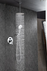 Black Shower System, Ceiling Rainfall Shower Faucet Sets Complete of High Pressure, Rain Shower Head with Handheld, Bathroom 10\\\'\\\' Shower Combo with Rough-in Valve Included