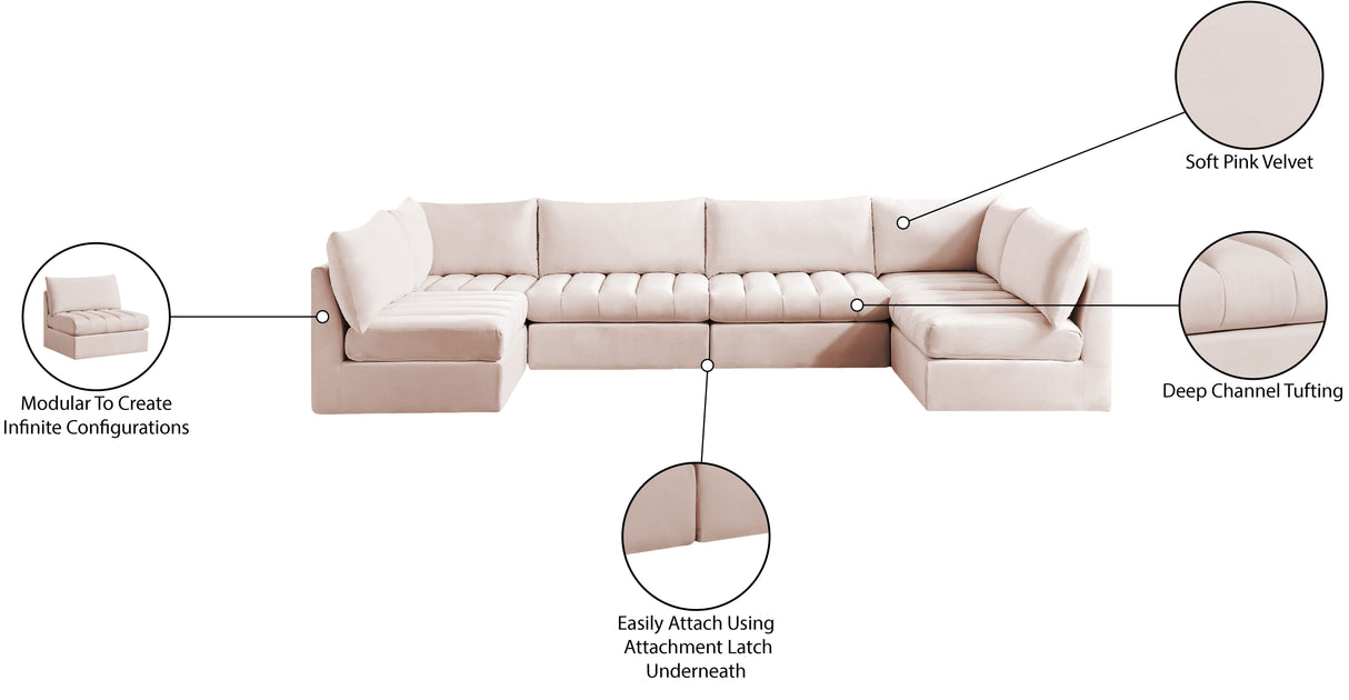 Jacob - Modular Sectional 6 Piece - Pink - Home Elegance USA