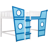 Full Size Boat Shape Loft Bed with Ladder-Blue - Home Elegance USA