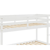 Twin over Twin Floor Bunk Bed, White(Old Sku:W50430320) - Home Elegance USA