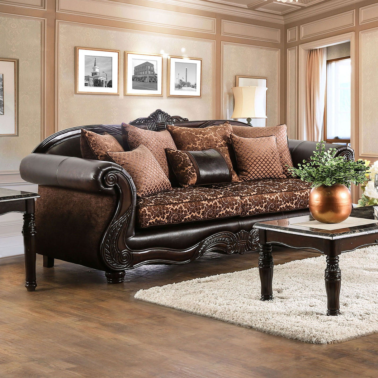 Elpis - Sofa & Loveseat - Brown / Espresso - Home Elegance USA