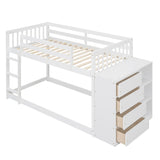 Twin over Twin Bunk Bed with 4 Drawers and 3 Shelves-White（OLD SKU: LP000067AAK） - Home Elegance USA