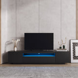 TV Cabinet Wholesale, Black TV Stand with Lights, Modern LED TV Cabinet with Storage Drawers, Living Room Entertainment Center Media Home Elegance USA