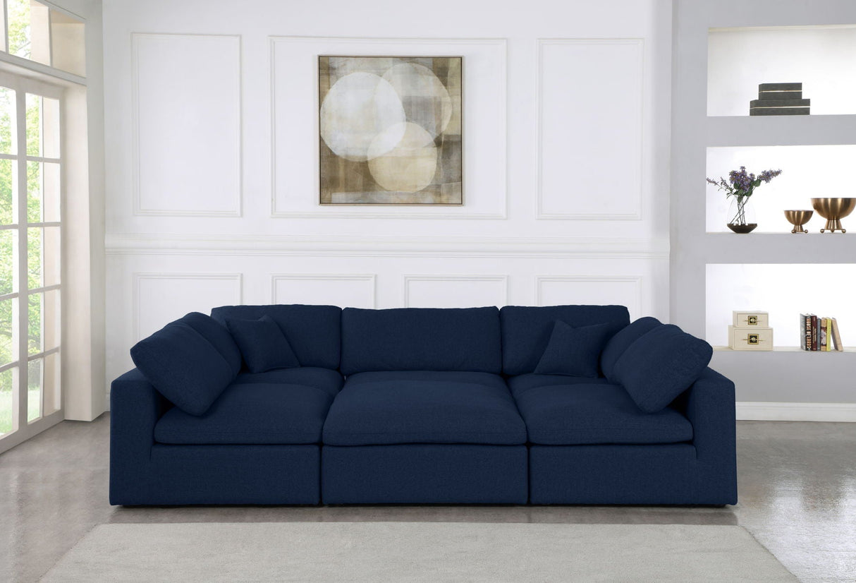 Serene - Cloud Modular Sectional 6 Piece - Navy - Home Elegance USA