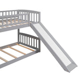 Stairway Twin over Twin Bunk Bed with Two Drawers and Slide, Gray(OLD SKU :LT000155AAE) - Home Elegance USA