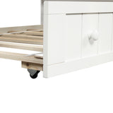 Twin Wooden Daybed with Trundle Bed, Sofa Bed for Bedroom Living Room,White - Home Elegance USA