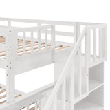 Stairway Twin-Over-Full Bunk Bed with Drawer, Storage and Guard Rail for Bedroom, Dorm, for Adults, White color(OLD SKU :LP000219AAK) Home Elegance USA