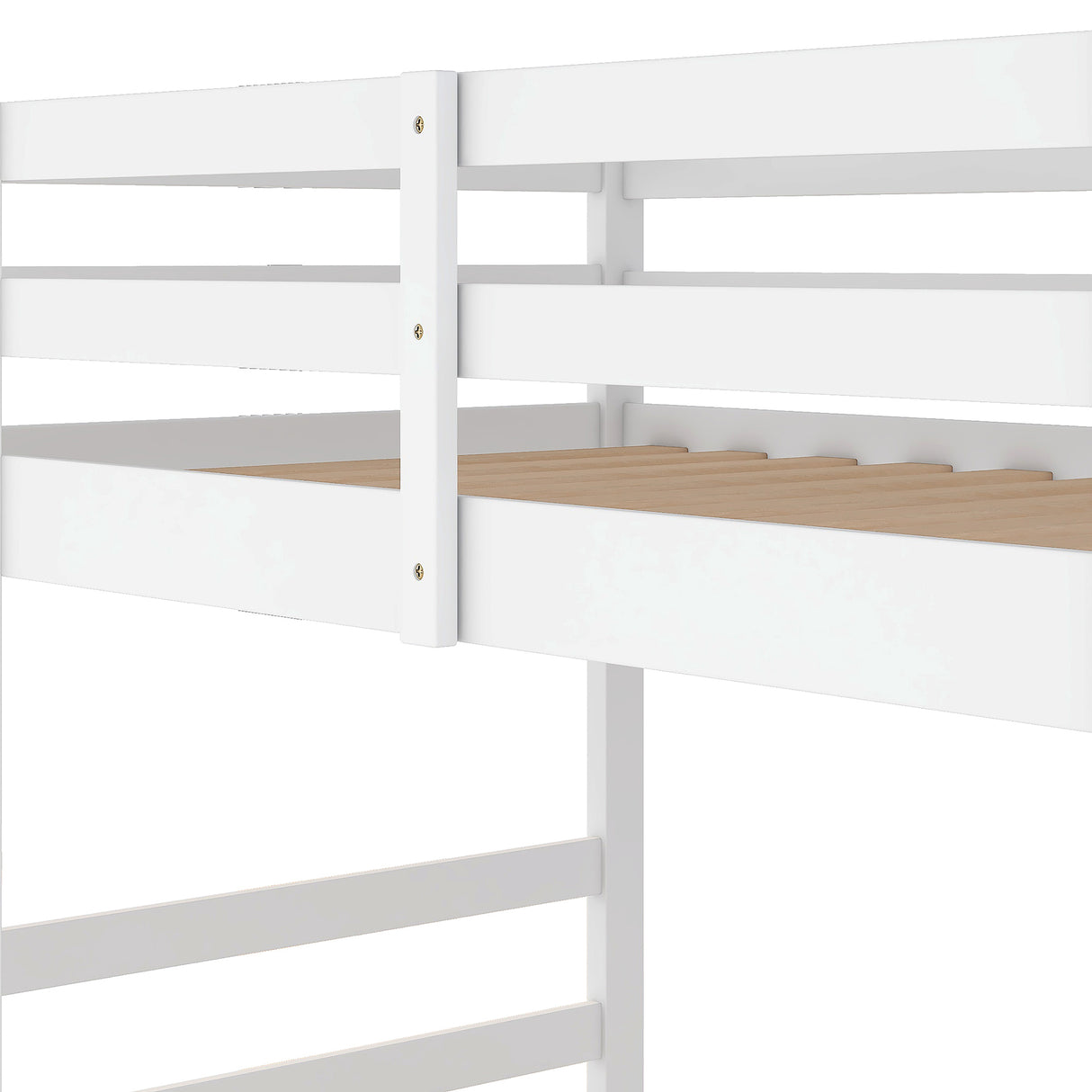 Twin Over Twin Bunk Bed with Ladder, White（OLD SKU：WF282787AAK） - Home Elegance USA