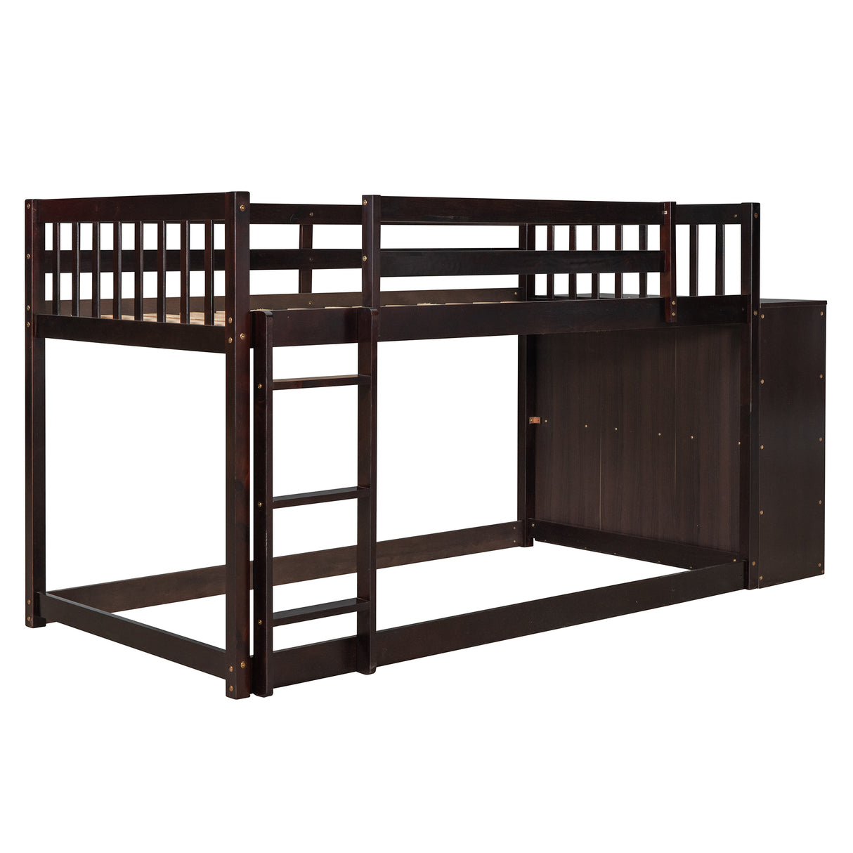 Twin over Twin Bunk Bed with 4 Drawers and 3 Shelves-Espresso（OLD SKU: LP000067AAP） - Home Elegance USA