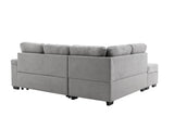 Sleeper Sectional Sofa, L-Shape Corner Couch Sofa-Bed with Storage Ottoman & Hidden Arm Storage & USB Charge  for Living Room Apartment, Gray - Home Elegance USA