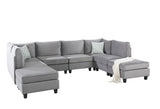 Zelmira Gray Velvet 8Pc Modular Sectional Sofa - Home Elegance USA