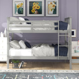 Full over Full Bunk Bed with Ladder for Bedroom, Guest Room Furniture-Gray(OLD SKU :LP000203AAE) - Home Elegance USA