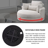 [Video] Welike Swivel Accent Barrel Modern Sofa Lounge Club Big Round Chair with Storage Ottoman Linen Fabric for Living Room Hotel with Pillows Home Elegance USA