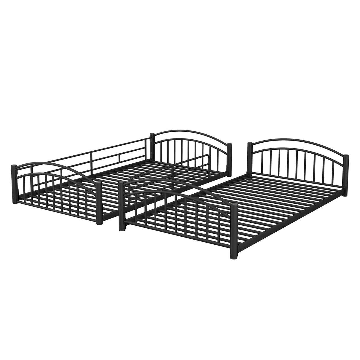 Twin Over Twin Metal Bunk Bed With Slide,Kids House Bed Black - Home Elegance USA