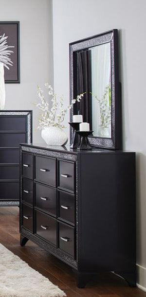 Homelegance - Salon Dresser And Mirror In Pearl Black Metallic - 1572Bk-Dm