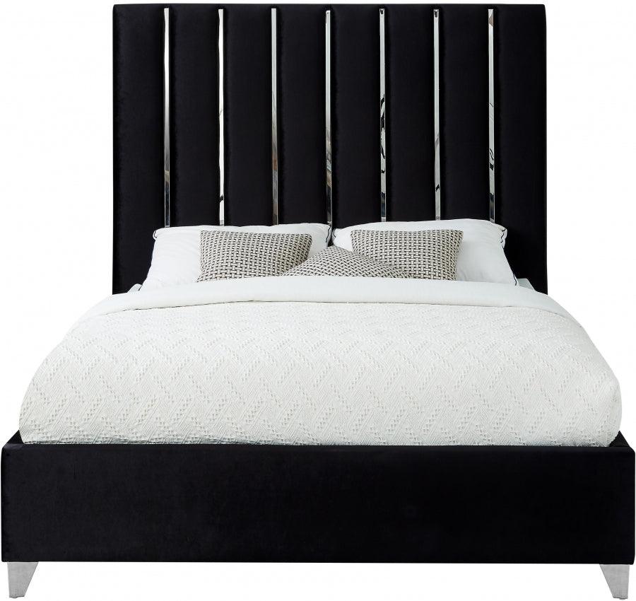 Meridian Furniture - Enzo Velvet King Bed In Black - Enzoblack-K