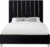 Meridian Furniture - Enzo Velvet Queen Bed In Black - Enzoblack-Q