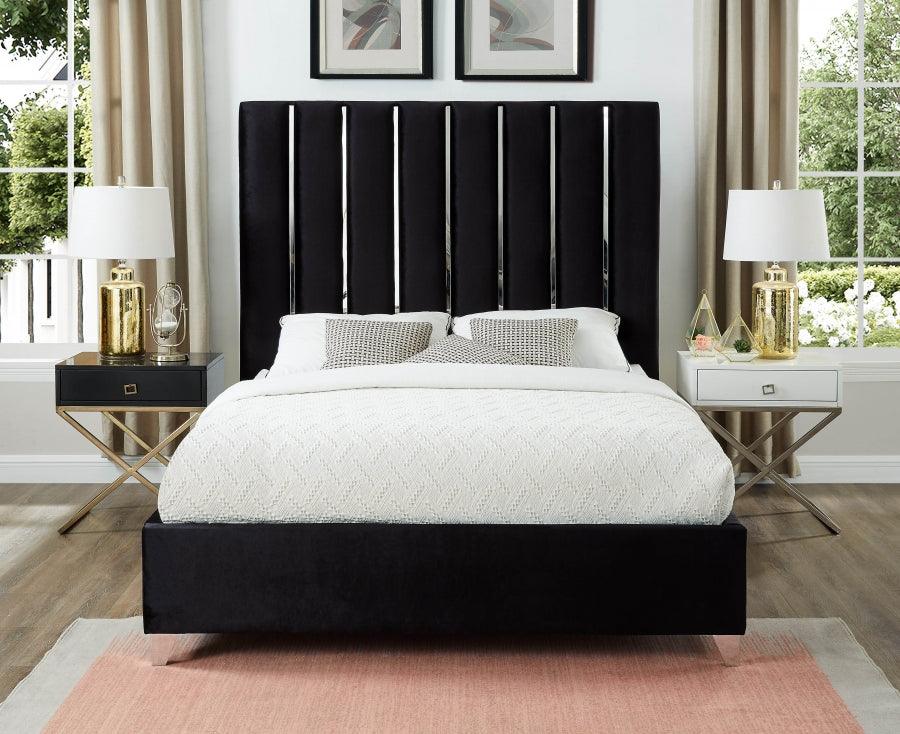 Meridian Furniture - Enzo Velvet King Bed In Black - Enzoblack-K