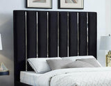 Meridian Furniture - Enzo Velvet Queen Bed In Black - Enzoblack-Q