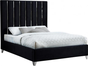 Enzo Velvet Queen Bed In Black - Enzoblack-Q | Meridian