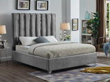 Meridian Furniture - Enzo Velvet King Bed In Grey - Enzogrey-K