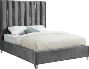Enzo Velvet King Bed In Grey - Enzogrey-K | Meridian