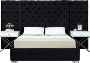 Grande Velvet Queen Bed In Black - Grandeblack-Q | Meridian