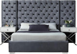 Meridian Furniture - Grande Velvet King Bed In Grey - Grandegrey-K